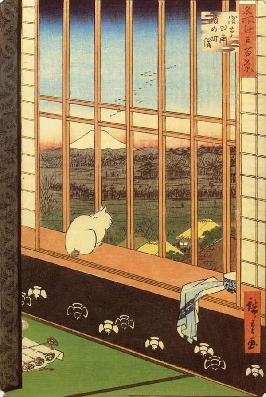 Cat at Window, Hiroshige, Ando